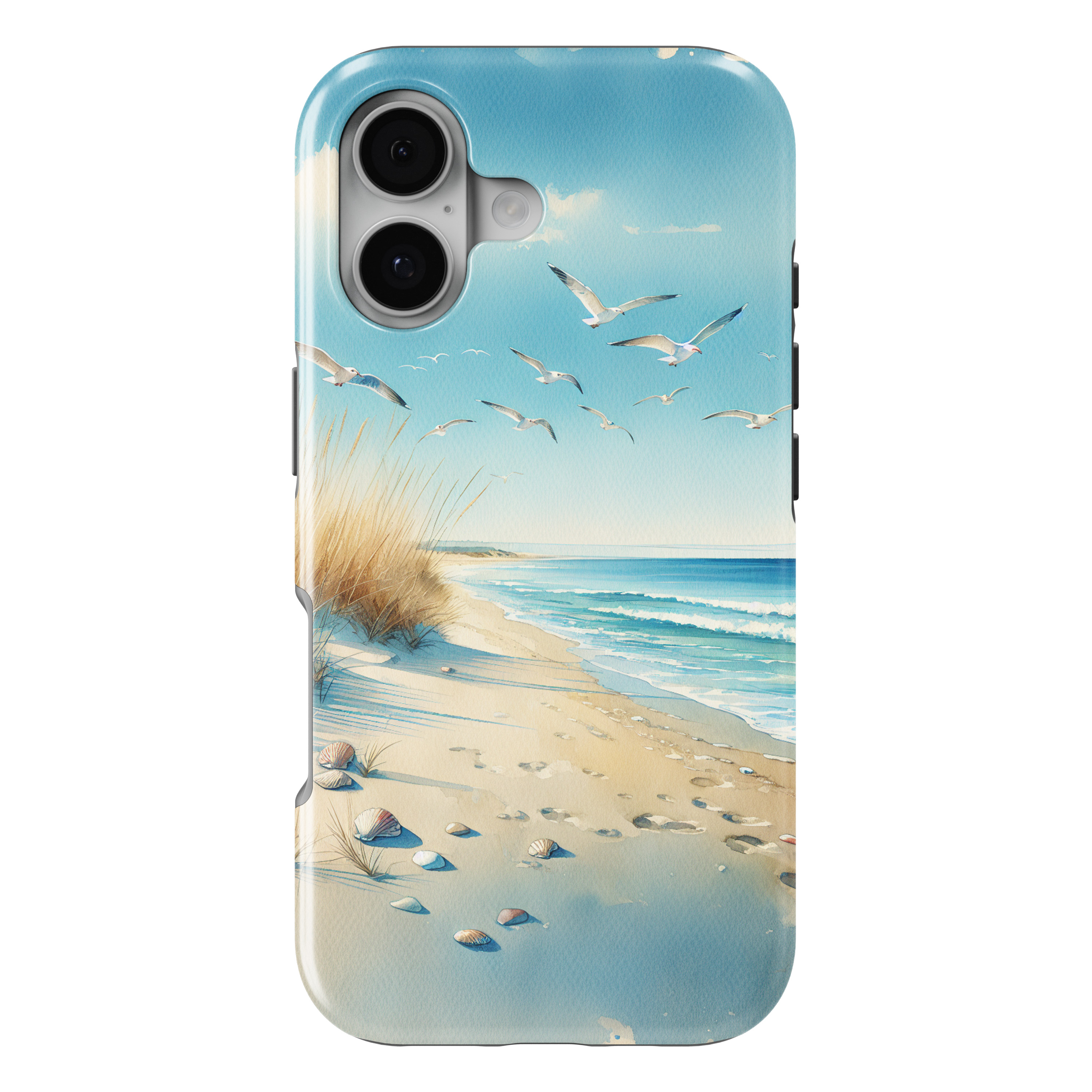 iPhone 17 MagSafe Tough Matte Case – Tranquil Serenity: A Watercolour Beach