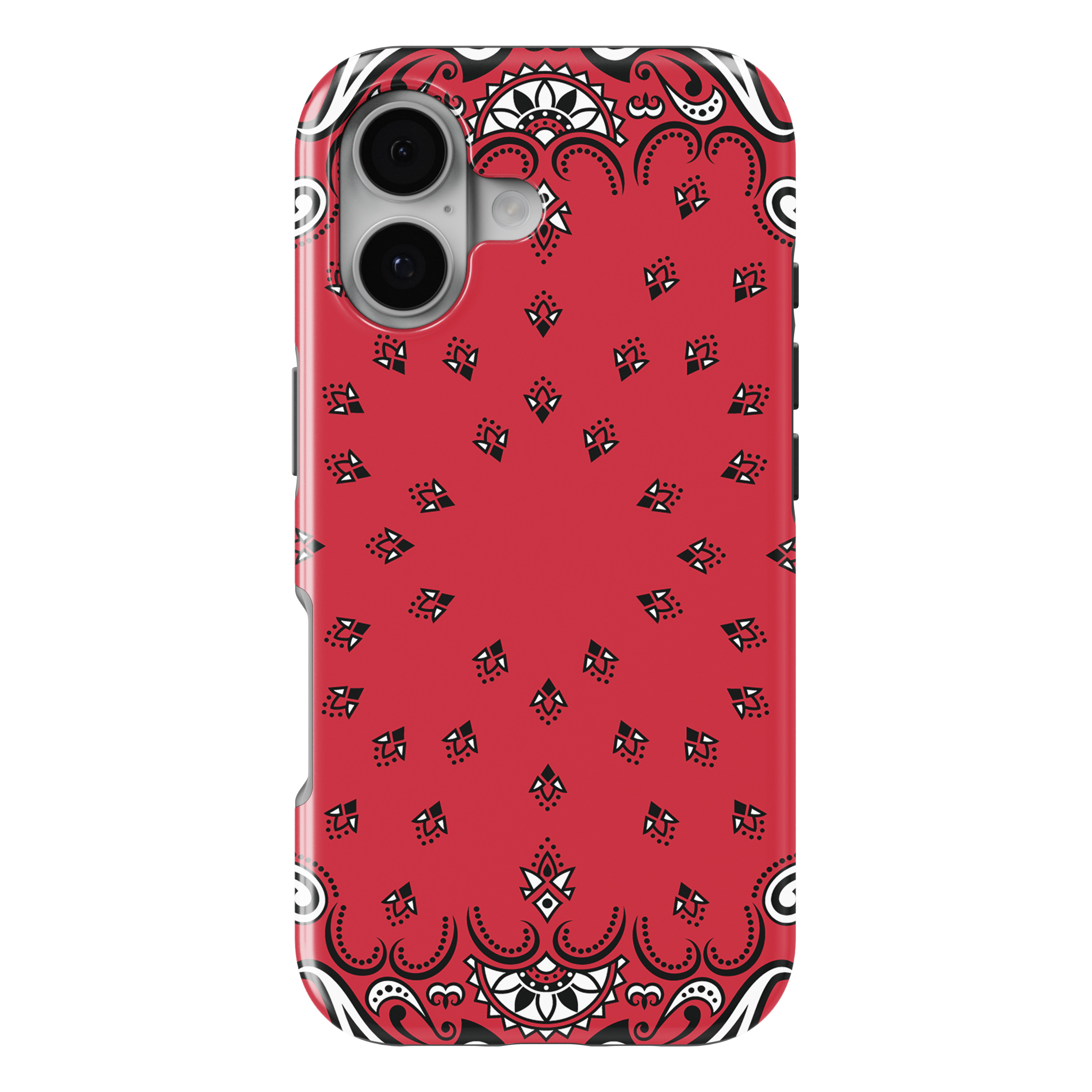 iPhone 17 MagSafe Tough Matte Case – Bandana Print – Red, Black, White