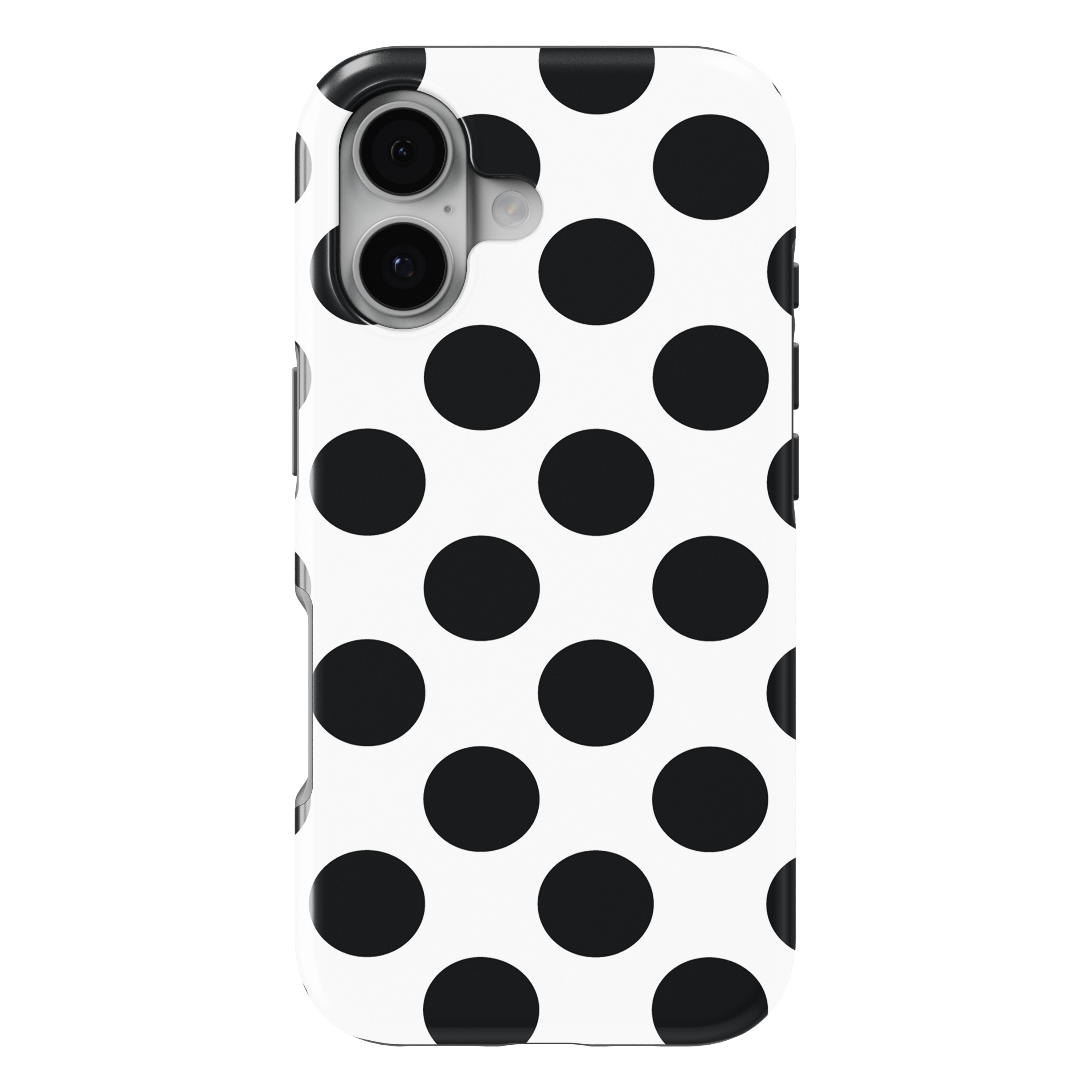 iPhone 17 MagSafe Tough Matte Case – Black & White Polka Dots