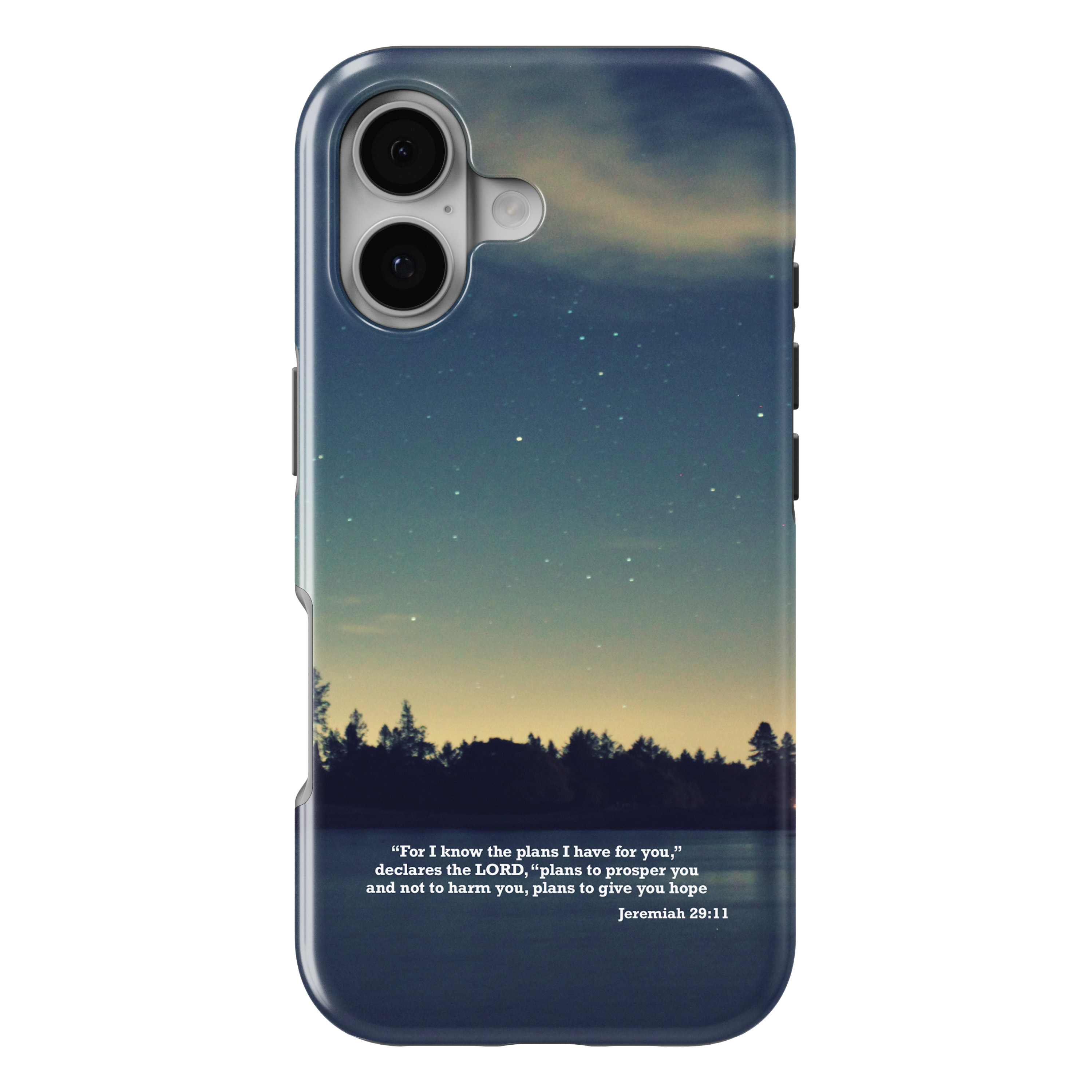 iPhone 17 MagSafe Tough Matte Case – Night Sky Lake Jeremiah 29:11