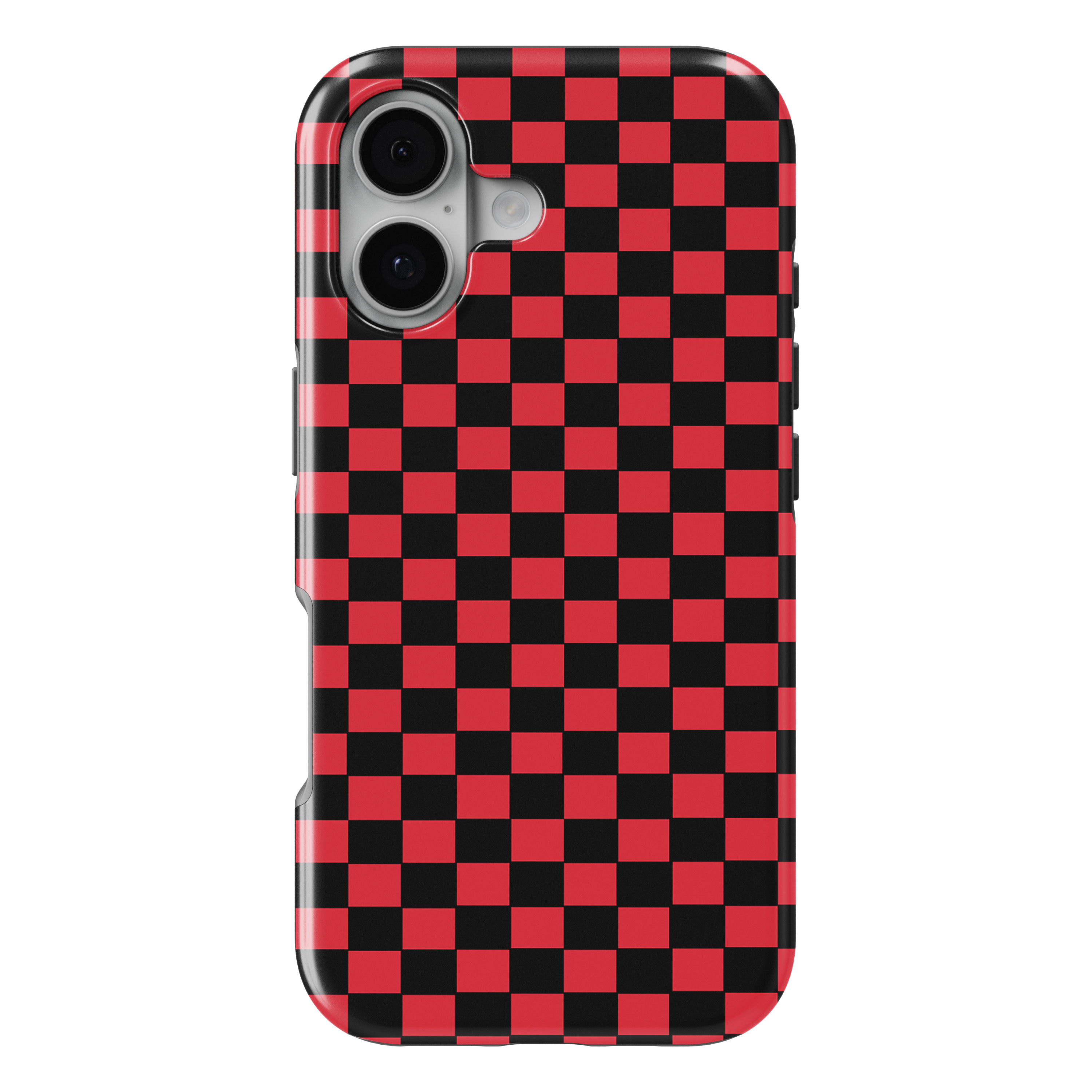 iPhone 17 MagSafe Tough Matte Case – Red Black Checkered Flag Geometric