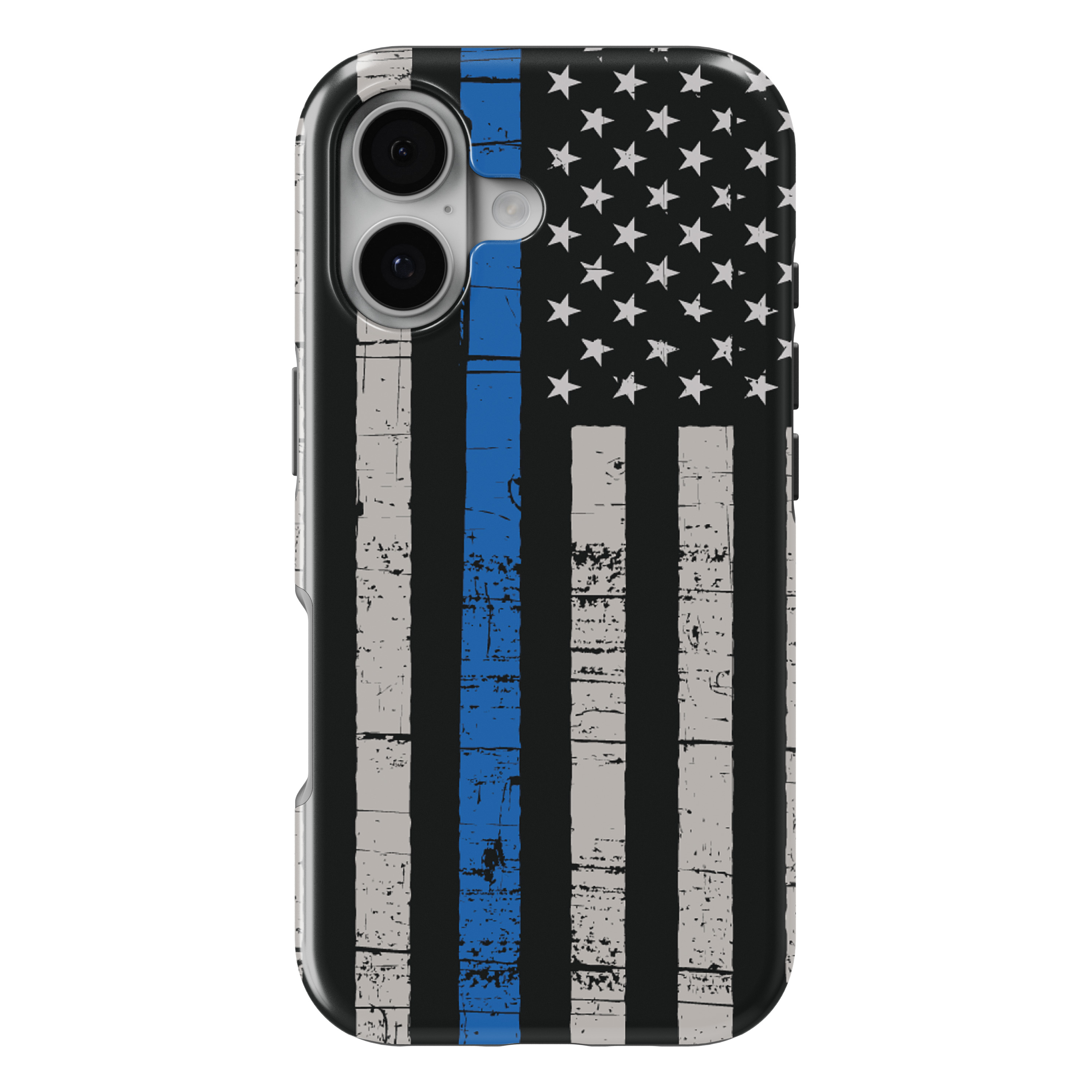 iPhone 17 MagSafe Tough Matte Case – Weathered Thin Blue Line US Flag